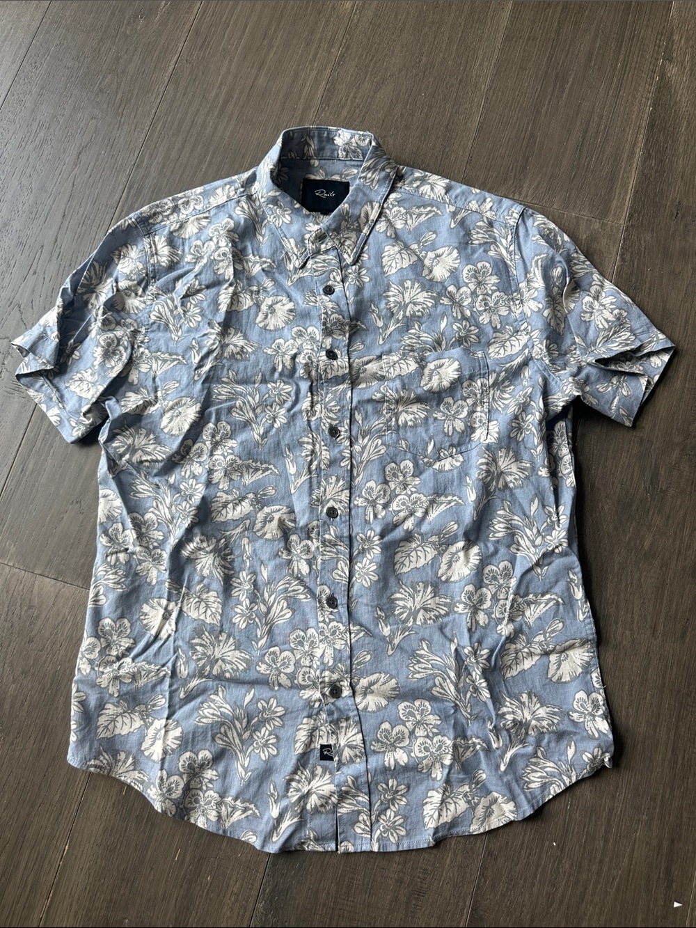 Men’s Rails Button-Down Floral Short Sleeve Shirt - Blue -